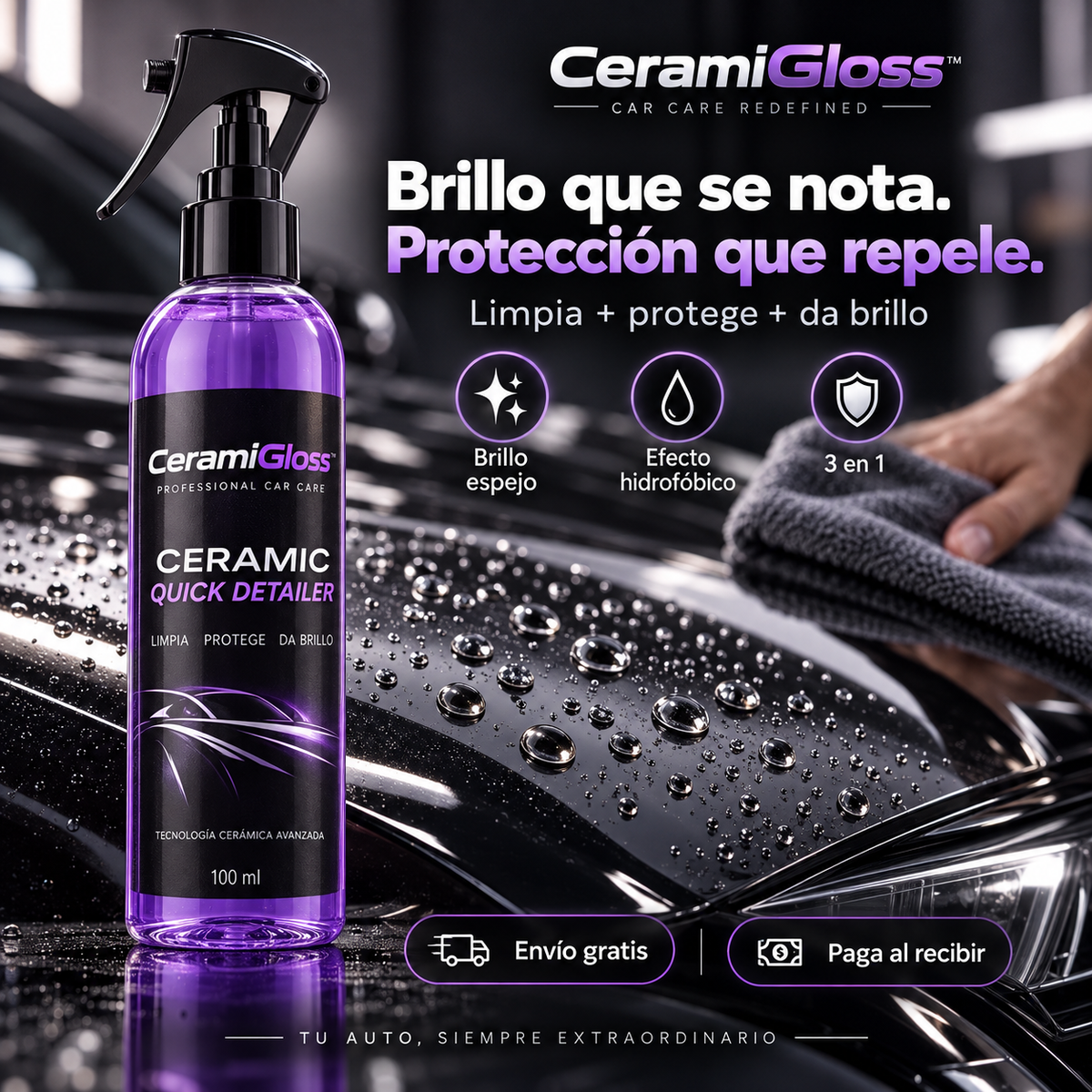 CeramiCar™ — Revestimiento Cerámico Hidrofóbico 3 en 1 para Vehículos