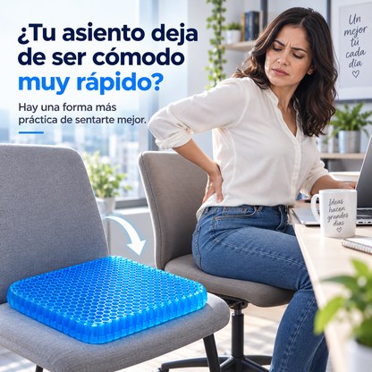 GelComfort Seat™ — Cojín de Gel Ergonómico para Cualquier Asiento