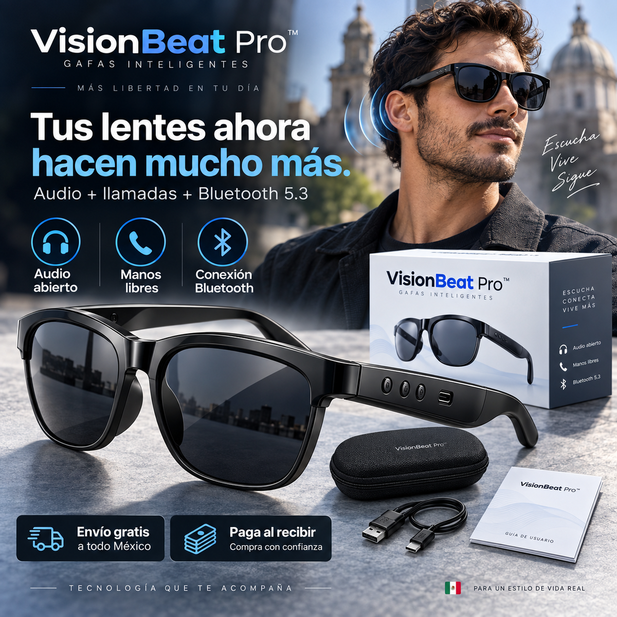 VisionBeat Pro™ — Gafas Inteligentes Bluetooth de Audio Abierto