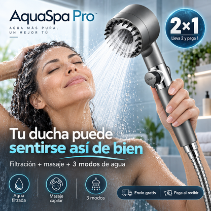 AquaSpa Pro™ — Regadera Filtrante de Alta Presión con Masaje + 5 Filtros